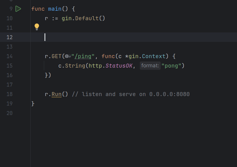 Go code showing simple API endpoint implementation